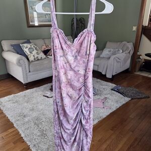 SHEIN Pink Floral Midi Dress